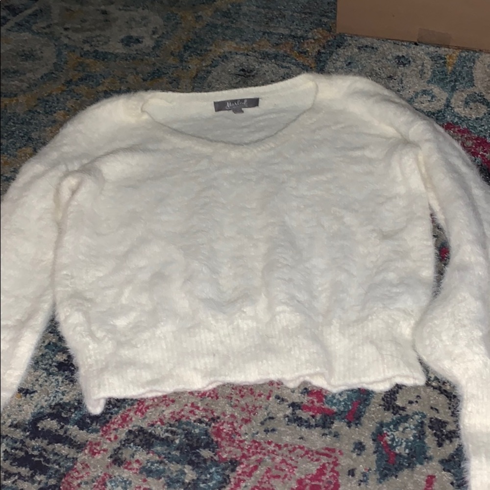White fuzzy sweater